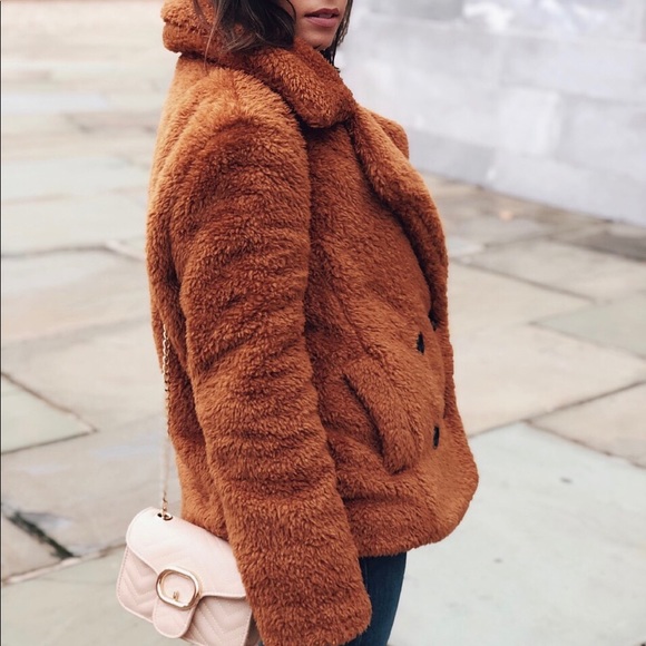 🆕Myra Rust Brown Faux Fur Teddy Coat - Picture 5 of 8